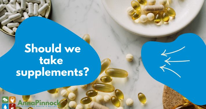 image of supplements and a questions asking: should we take supplements